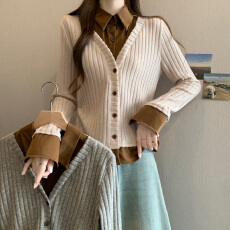 批发实拍 2026秋季新款翻领单排扣坑条植绒衬衣女<b class='q'>大码</b>百搭显瘦单上衣