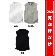 批发（260克潮牌双纱）拼接斜线坎肩<b class='q'>背心</b> M-3XL （支持退换）