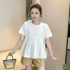 批发实拍现孕妇<b class='q'>装</b>夏季上衣新款韩版时尚设计感百搭宽松<b class='q'>短袖</b>娃娃衫T恤