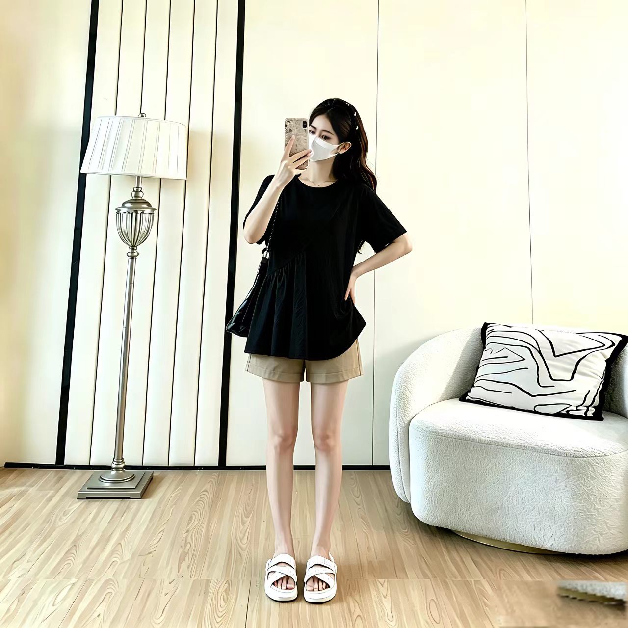 지금 실사 출산 착용 인형 셔츠 여름 섹션 새로운 작은 키 인형 셔츠 루즈핏 맨위 캐주얼 옷 여름 드레스