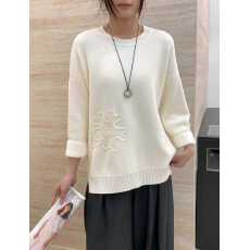 批发高端宽松弹性圆领毛衣女立体花秋冬针织衫上衣<b class='q'>打底衫</b>