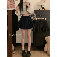 批发实拍实价  春秋设计感韩系学院风西装<b class='q'>百褶</b>裙a字高腰气质半身短裙