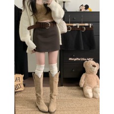 批发实拍实价  加厚高腰毛呢半身裙女2025秋冬新款高腰显瘦包臀短裙