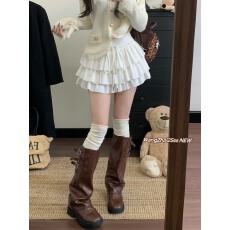 批发实拍实价 秋冬新款甜美风蕾丝拼接百搭丝绒蛋糕<b class='q'>半身裙</b>短裙