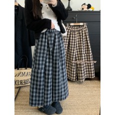 批发实拍实价  秋冬格子毛呢阔腿裤高腰九分裤直筒<b class='q'>休闲</b>松紧腰靴裤