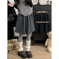 批发实拍实价  灰色波点毛呢五分<b class='q'>裤</b>高腰小个子百搭毛呢短<b class='q'>裤</b>靴<b class='q'>裤</b>