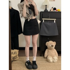 批发实拍实价 2026春夏新款辣妹纯色短裙高腰显瘦大长腿A字裙