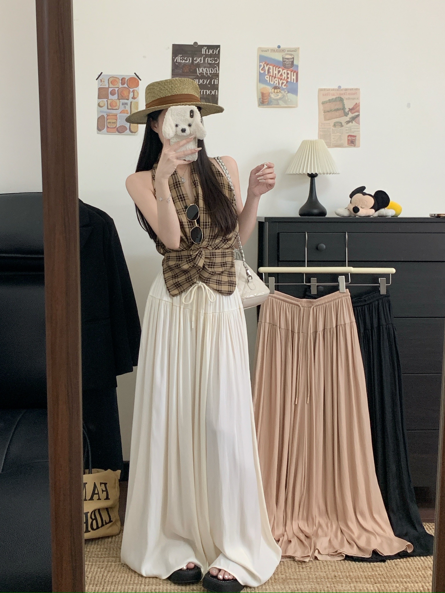 실사 정가 여름 새로운 요정 느긋한 핀치 Pleat 루즈핏 와이드 레그 팬츠