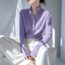 批发立领<b class='q'>针织</b><b class='q'>开衫</b>女2025秋冬新款加厚保暖温柔风修身气质打底毛衣