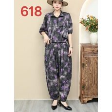 批发休闲爆款<b class='q'>套装</b>2026年洋气大码女装印花时尚宽松<b class='q'>哈伦裤</b>两件套