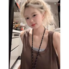 批发【官图 250克华夫格81涤19纯棉 原版做工】运动风工字吊带上衣