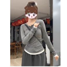 批发【官图 天猫质量】春秋假两件修身显瘦<b class='q'>打底衫</b>洋气减龄上衣