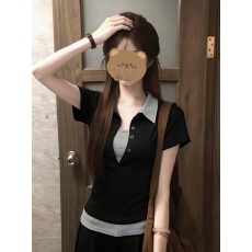 批发【官图】260克1*1人棉+短袖<b class='q'>T</b><b class='q'>恤</b>+常规修身+假两件<b class='q'>翻领</b>