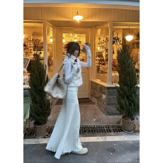 批发不一样的灵动 美丽诺羊毛针织压褶收胯半身裙