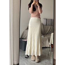 批发糯糯奶白色针织裙子鱼尾裙秋冬加厚中长款半身裙女