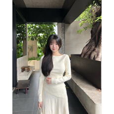 批发气质一整套ootd穿搭温柔风绝美巨好看上衣a字半裙两件套装2025秋