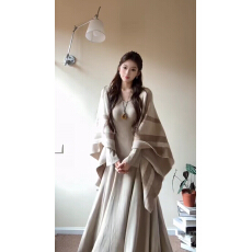 批发针织披肩+内搭打底针织连衣裙套装女