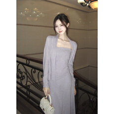 批发温柔风抹胸褶皱背心长袖开衫外套<b class='q'>高腰</b><b class='q'>半身裙</b>女2025秋季新款套装潮