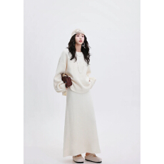 批发冬季气质时尚纯色毛衣通勤百搭高腰<b class='q'>长裙</b>