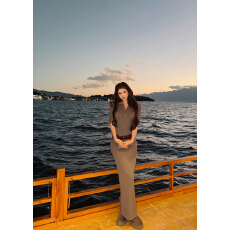 批发polo连档灰色针织螺纹套装女上衣+裙子