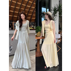 批发百搭气质背心开衫半裙套装