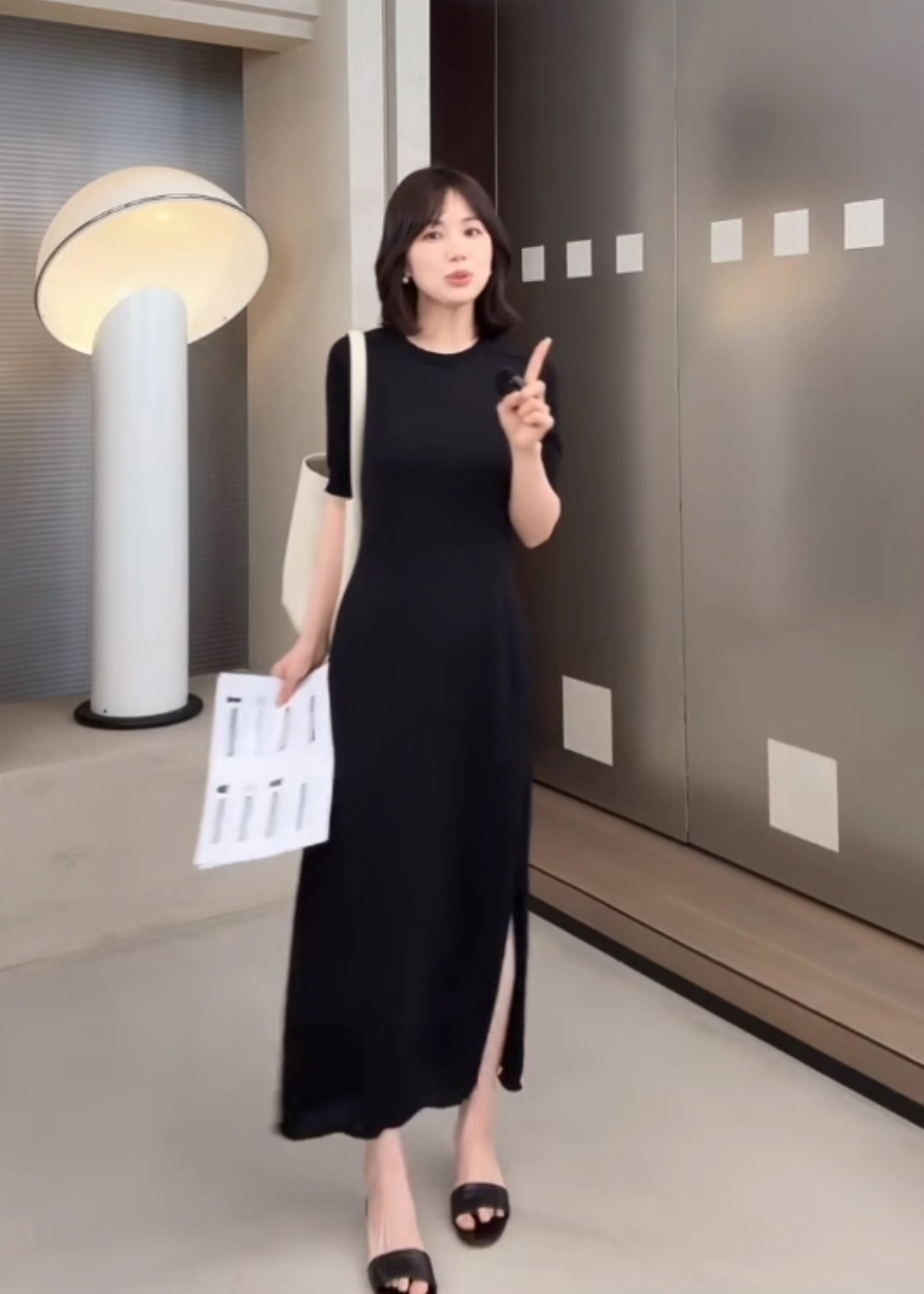 프랑스식 조용한 럭셔리 뽕나무 누에 실크 아세트산 혼방 측면 트임 드레스