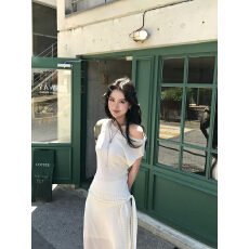批发智感呼吸套装莱赛尔亚麻收腰短袖+A字散摆<b class='q'>半身裙</b>懒人套装