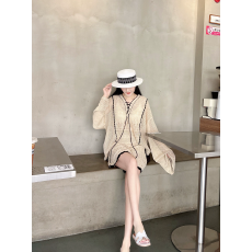批发JCCC影子焦糖朗姆宽松透气针织罩衫遮肉显瘦短<b class='q'>裤</b>两件套装女装