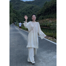 批发【JING DIAN】天天私服米白色高级感针织套装3039 长袖长<b class='q'>裤</b>两件套