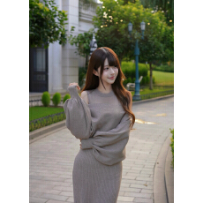 批发OYFF凡凡来咯【香槟奈奈】温柔无袖<b class='q'>针织</b>修身连衣裙女披肩<b class='q'>罩衫</b>套装