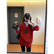 批发实拍<b class='q'>通勤</b>简约设计感拼接针织毛衣+高腰包臀半身裙套装