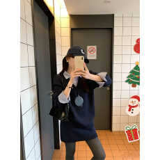 批发实拍<b class='q'>通勤</b>简约设计感拼接针织毛衣+高腰包臀半身裙套装