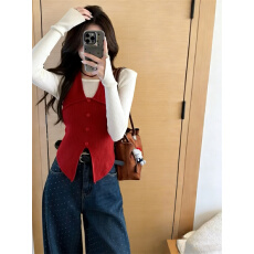 批发实拍假两件挂脖拼色长袖<b class='q'>针织衫</b>女秋季不规则开叉<b class='q'>打底衫</b>