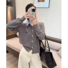 批发拼接<b class='q'>衬衫</b>领假两件内搭针织开衫女早秋款洋气减龄羊毛上衣外套