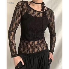 批发甜辣chic薄款透视感蕾丝罩衫2025夏季新款<b class='q'>镂空</b>防晒衫修身长袖上衣