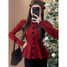 批发过年新年穿搭红色毛衣女秋冬季2025新款慵懒风内搭打底针织衫上衣