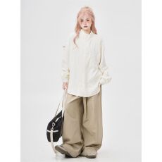 批发新中式国风立领衬衫女春季纯色高级感<b class='q'>唐装</b>衬衣国潮牌提花百搭外套