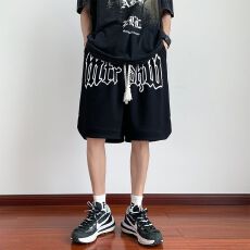 批发2025<b class='q'>欧美</b>发泡短裤夏季美式五分裤潮牌运动宽松大码休闲篮球裤子