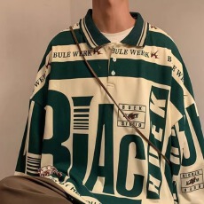 批发美式街头嘻哈polo衫男士短袖夏季上衣<b class='q'>潮</b>牌痞帅炸街翻领T恤高级感