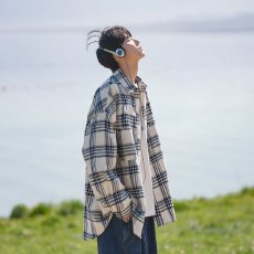 批发设计感格子长袖衬衫男士2025早<b class='q'>春</b>新款青少年潮流百搭宽松休闲衬衣