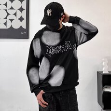 批发【华棉复合】做旧刺绣卫衣男高街美式上衣<b class='q'>春</b>秋季宽松潮牌情侣外套