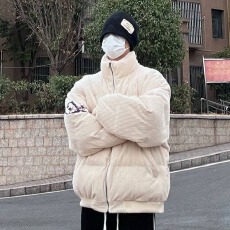 批发灯芯绒棉服男2025春季街头<b class='q'>潮</b>牌设计感时尚立领<b class='q'>潮</b>流棉衣外套