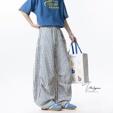 批发气质无品牌格子阔腿裤男女夏季2025年新款青少年宽松慵懒休闲裤子