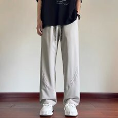 批发冰丝休闲裤男夏季薄款速干宽松网眼直筒裤子男生透气垂感运动长裤