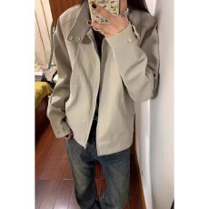 批发哈灵顿拼接领短款夹克男女同款休闲百搭基础款情侣工装<b class='q'>外套</b>上衣潮