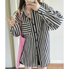 批发韩版条纹衬衫男士长袖高级感英伦雅痞男装轻熟风内搭衬衣外套潮牌