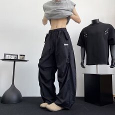 批发立体包边【塔丝隆复合】休闲裤男女<b class='q'>夏</b>季新款潮流速干伞兵裤运动裤