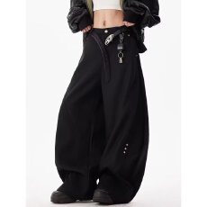 批发【原版工艺<b class='q'>西裤</b>布】秋冬款暗黑系褶皱阔腿拖地裤<b class='q'>男</b>小众直筒长裤