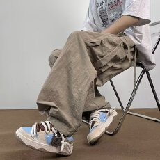 批发【高密度塔丝隆】卡其工装裤男2025<b class='q'>夏</b>季新款薄款直筒阔腿休闲裤子