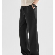 批发黑色美式弯刀卫裤男款<b class='q'>夏</b>季垂感直筒阔腿裤子潮牌宽松运动休闲长裤